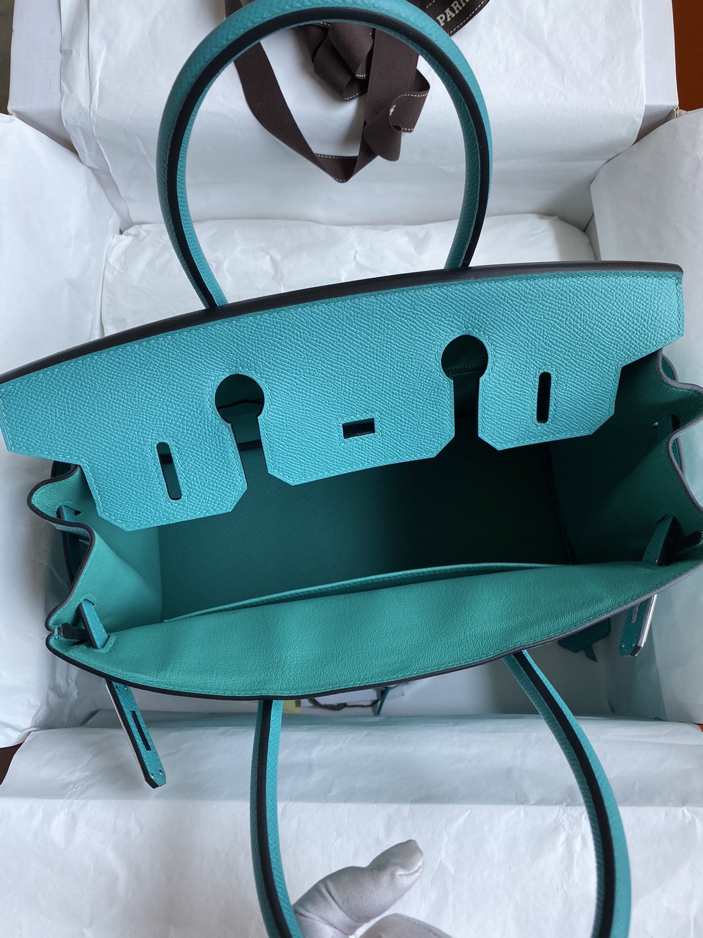 Hermes Birkin 35CM Epsom Leather Handbag Turquoise